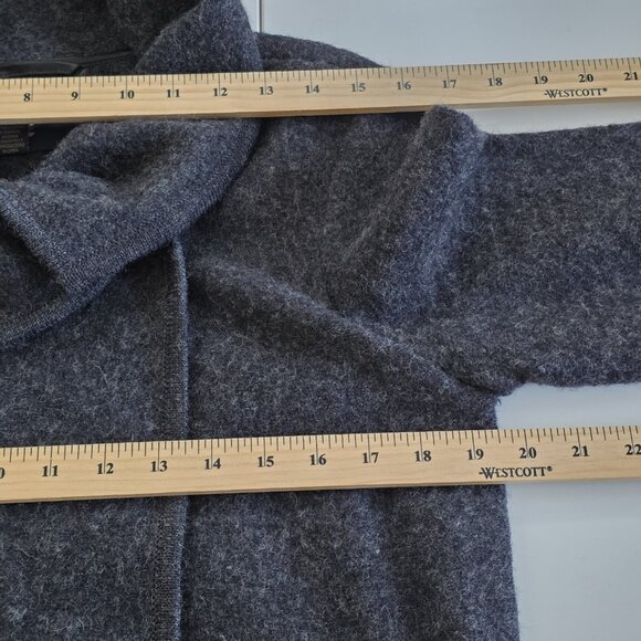 Paul Costelloe Cardigan Womens 10 Grey Assymetric Shawl Collar LS Pockets Wool - Picture 5 of 16